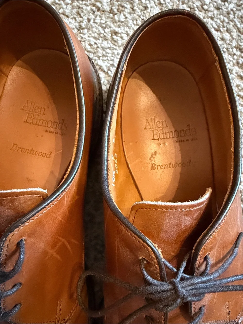 Allen Edmonds Walnut Leather Bond Street Cap Toe Oxfords 10.5